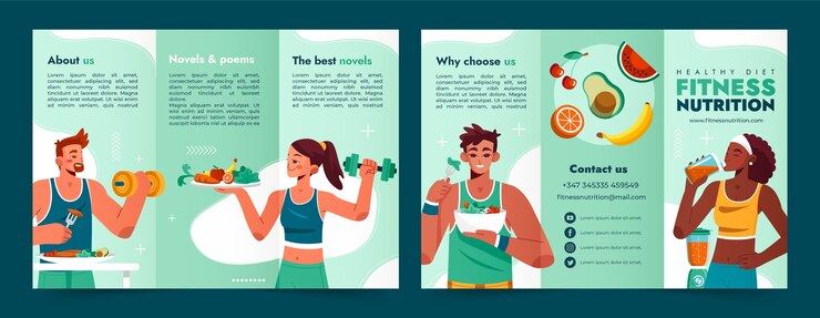 Free Vector hand drawn fitness nutrition brochure