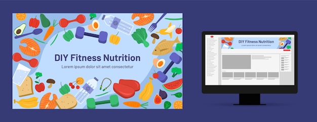 Hand drawn fitness nutrition design template