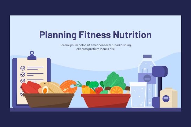 Modello di progettazione di nutrizione fitness disegnato a mano