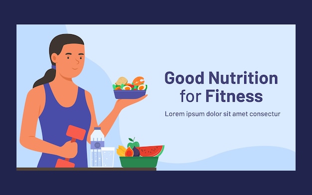 Modello di progettazione di nutrizione fitness disegnato a mano