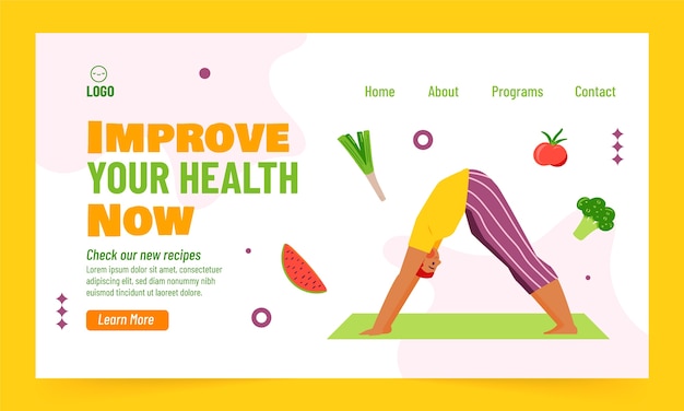Free vector hand drawn fitness nutrition landing page