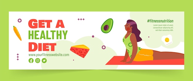 Free vector hand drawn fitness nutrition twitter header