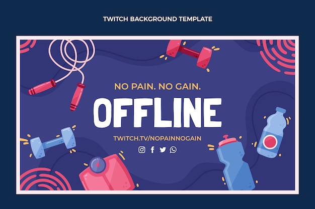 Hand drawn fitness offline twitch background