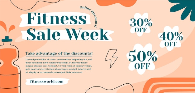 Hand drawn fitness sale week background