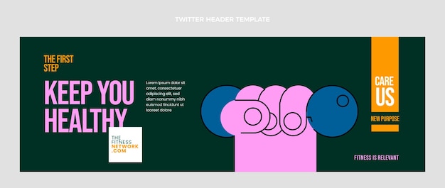 Free vector hand drawn fitness twitter header