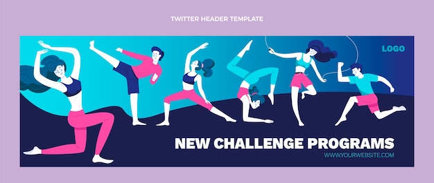 Hand drawn fitness twitter header