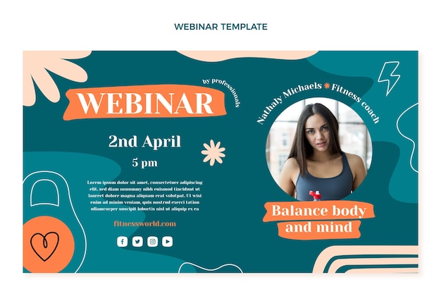 Vettore gratuito modello di webinar fitness disegnato a mano