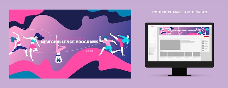 Free Vector hand drawn fitness youtube channel art