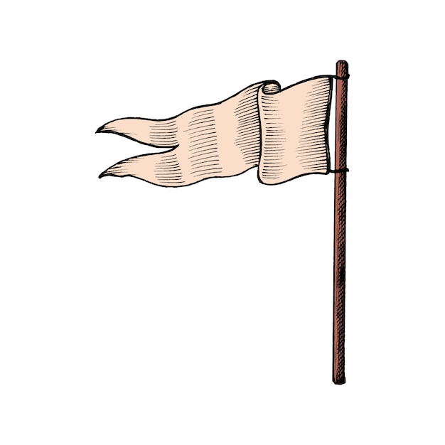 Рука обращается флаг, изолированных на белом фоне