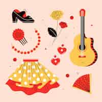 Free vector hand drawn flamenco dance element collection