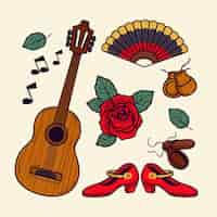 Free vector hand drawn flamenco dance element collection