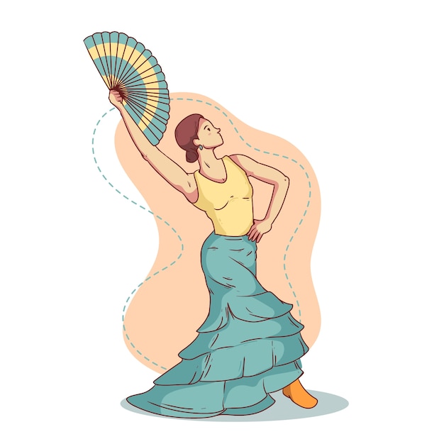 Illustrazione della donna di flamenco disegnata a mano