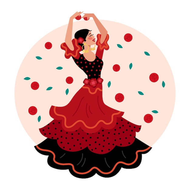 Illustrazione della donna di flamenco disegnata a mano