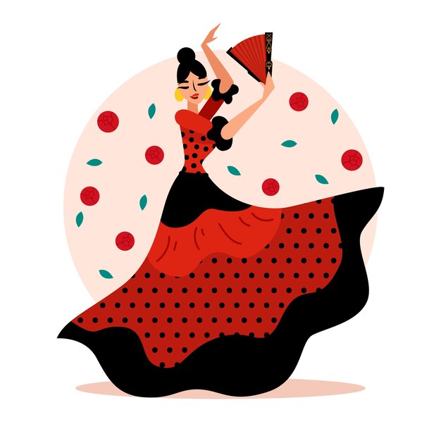 Hand drawn flamenco woman illustration