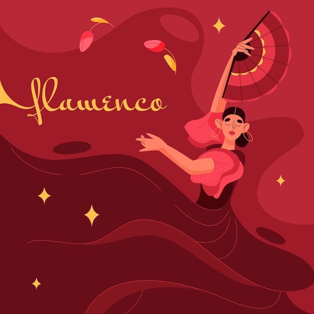 Vettore gratuito illustrazione della donna di flamenco disegnata a mano