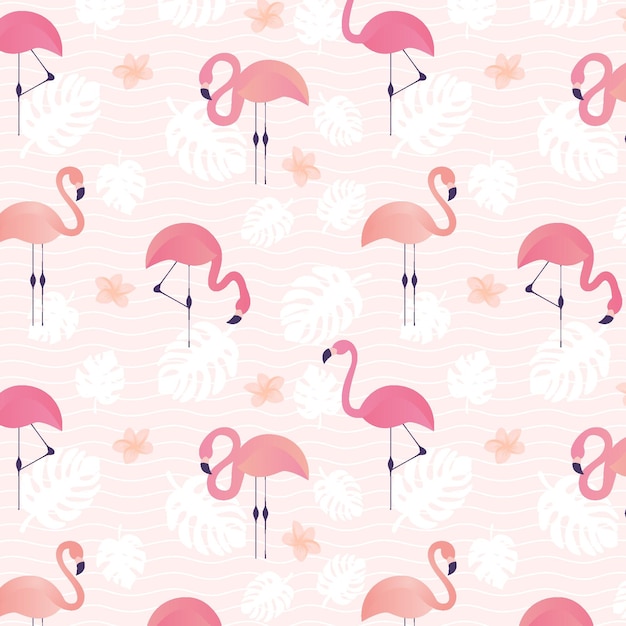 Hand drawn flamingo pattern