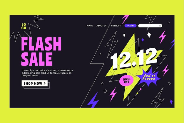 Hand drawn flat 12.12 sale landing page template