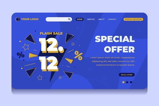 Hand drawn flat 12.12 sale landing page template