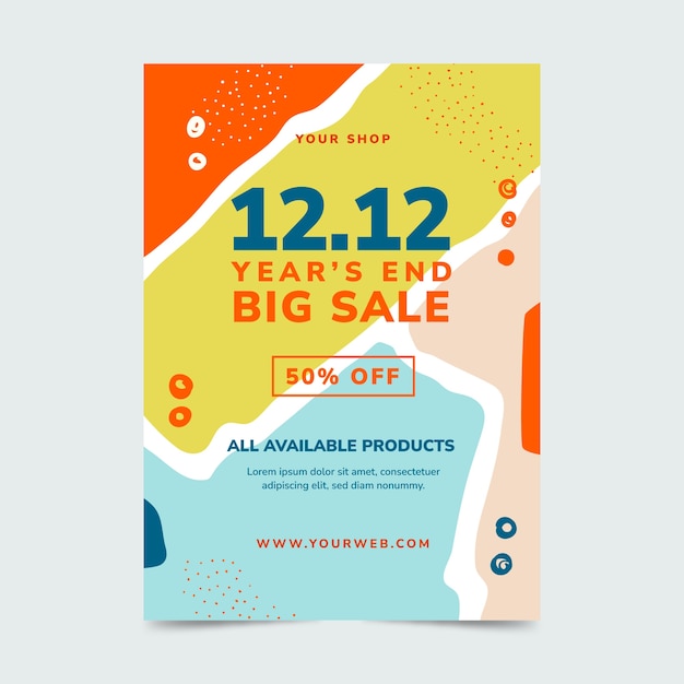 Free vector hand drawn flat 12.12 sale vertical flyer template