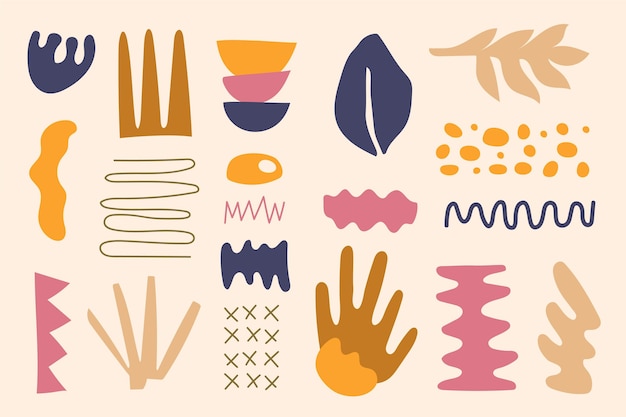 Free vector hand drawn flat abstract shape collection