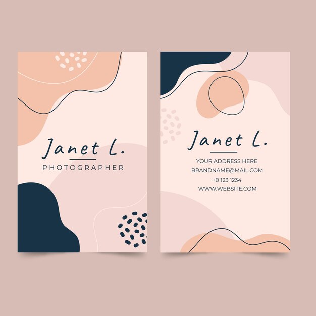 Hand drawn flat abstract shapes business card template