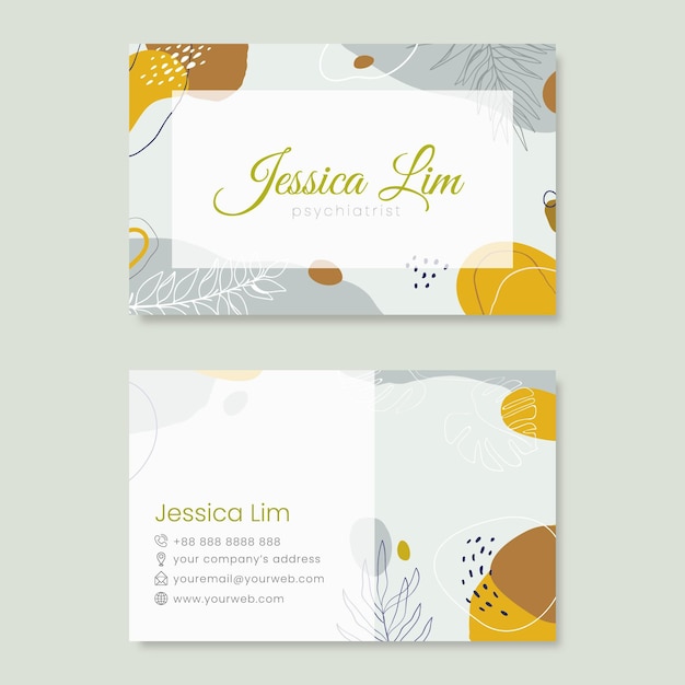 Hand drawn flat abstract shapes business card template