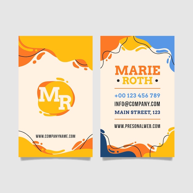 Hand drawn flat abstract shapes business card template