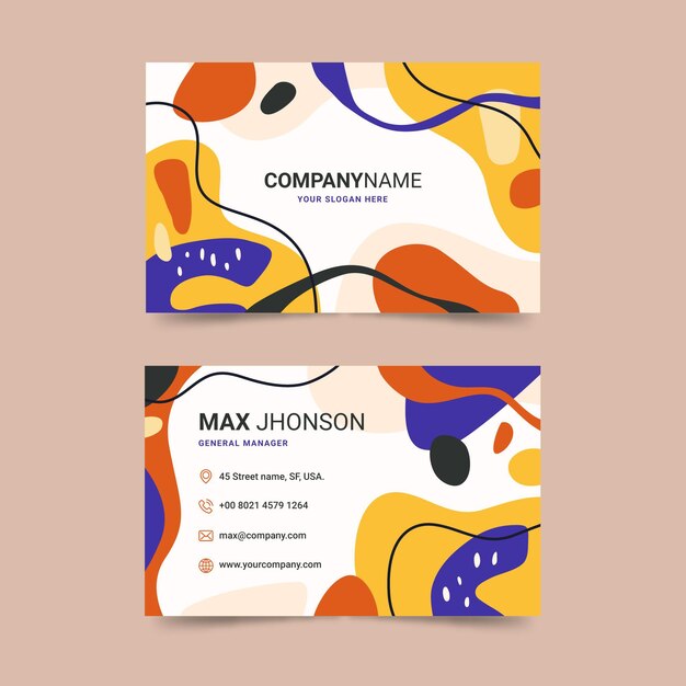 Hand drawn flat abstract shapes business cards