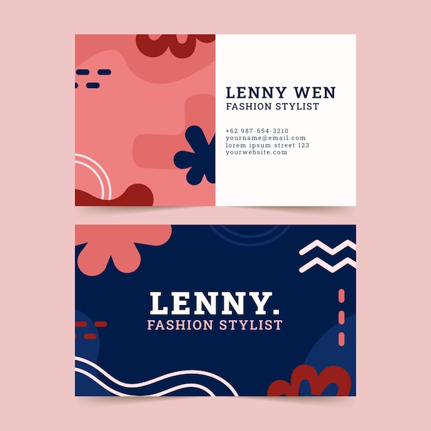 Free vector hand drawn flat abstract shapes business cards