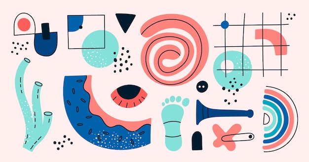 Hand drawn flat abstract shapes collection
