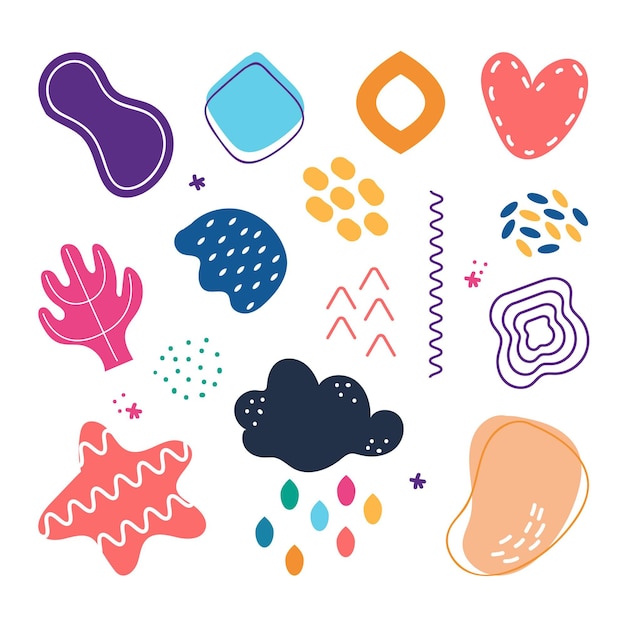 Hand drawn flat abstract shapes collection
