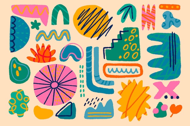 Free vector hand drawn flat abstract shapes collection