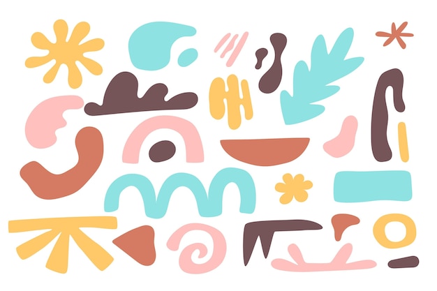 Free vector hand drawn flat abstract shapes collection