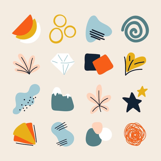 Free vector hand drawn flat abstract shapes collection