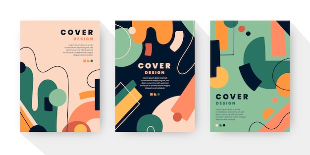 Hand drawn flat abstract shapes covers collection