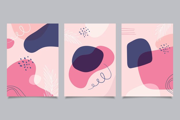 Hand drawn flat abstract shapes covers collection
