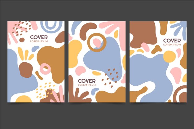 Hand drawn flat abstract shapes covers collection