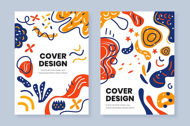 Hand drawn flat abstract shapes covers pack