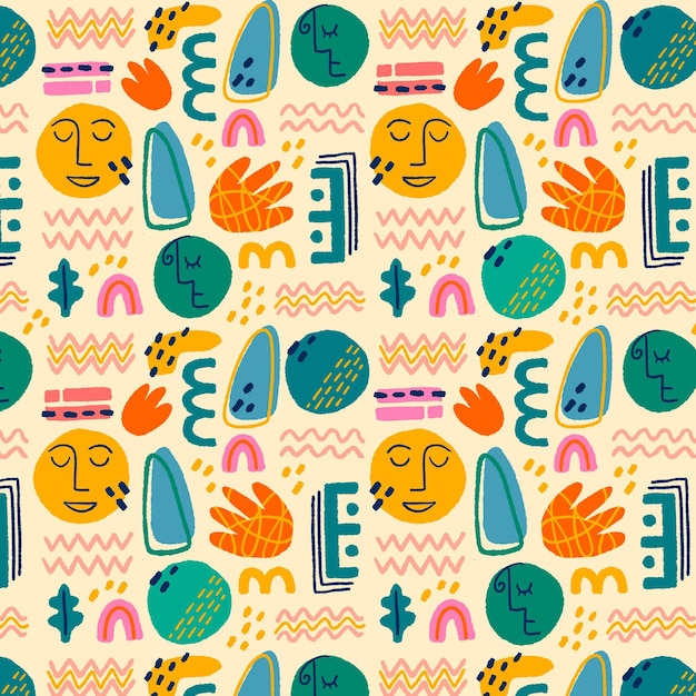 Hand drawn flat abstract shapes pattern design