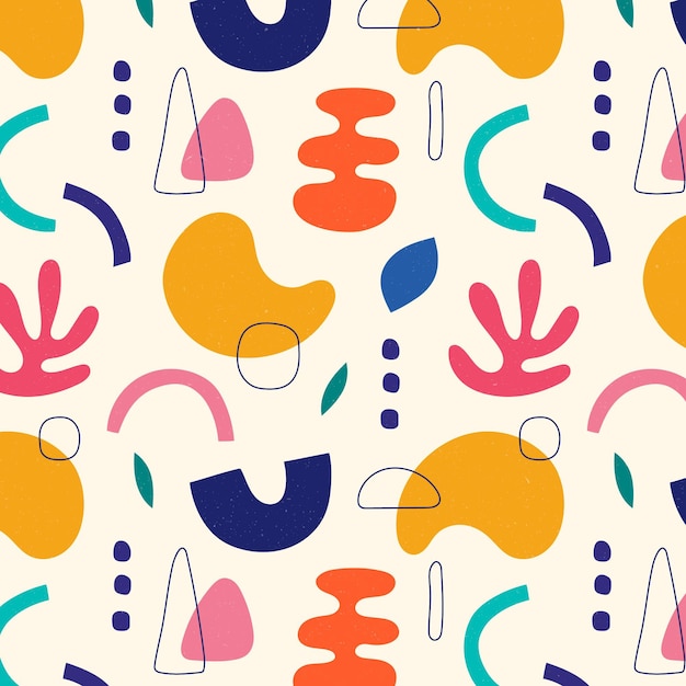 Hand drawn flat abstract shapes pattern design