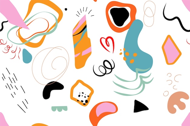 Hand drawn flat abstract shapes pattern