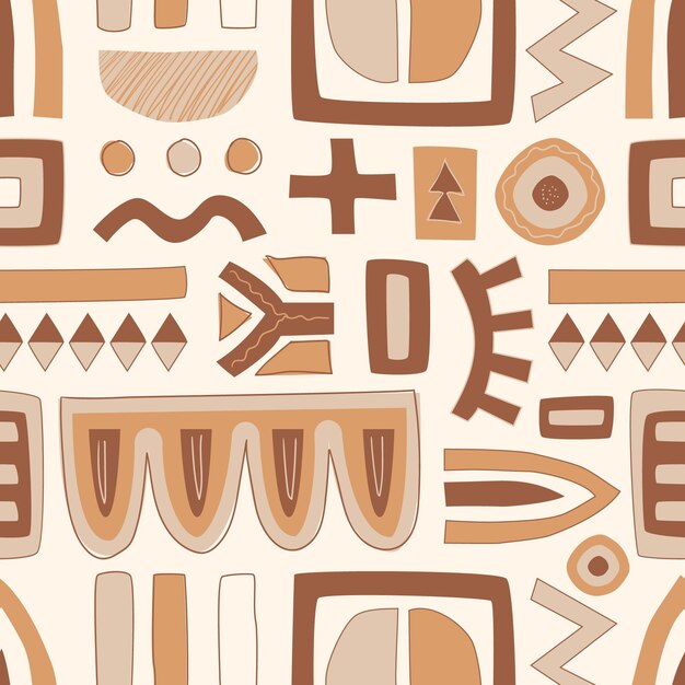 Hand drawn flat abstract shapes pattern