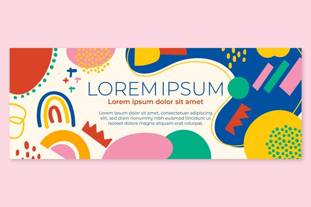 Hand drawn flat abstract shapes social media cover template