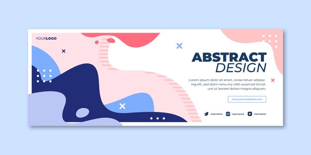 Hand drawn flat abstract shapes social media cover template