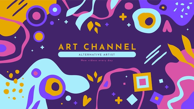 Hand drawn flat abstract shapes youtube channel art