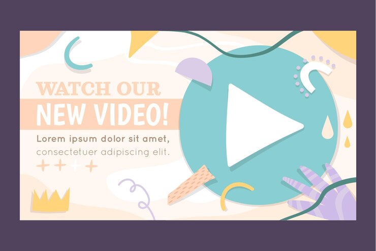 無料Vector 手描きの平らな抽象的な形のyoutubeサムネイル