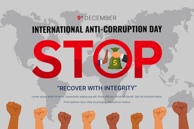 Free vector hand drawn flat anti corruption day background