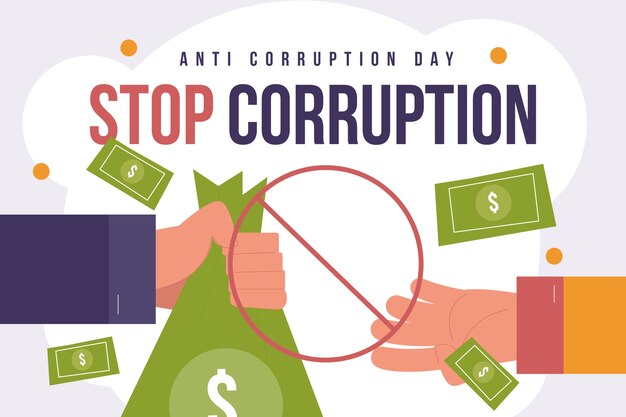 Hand drawn flat anti corruption day background