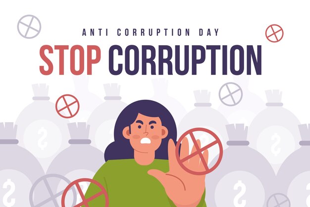 hand drawn flat anti corruption day background