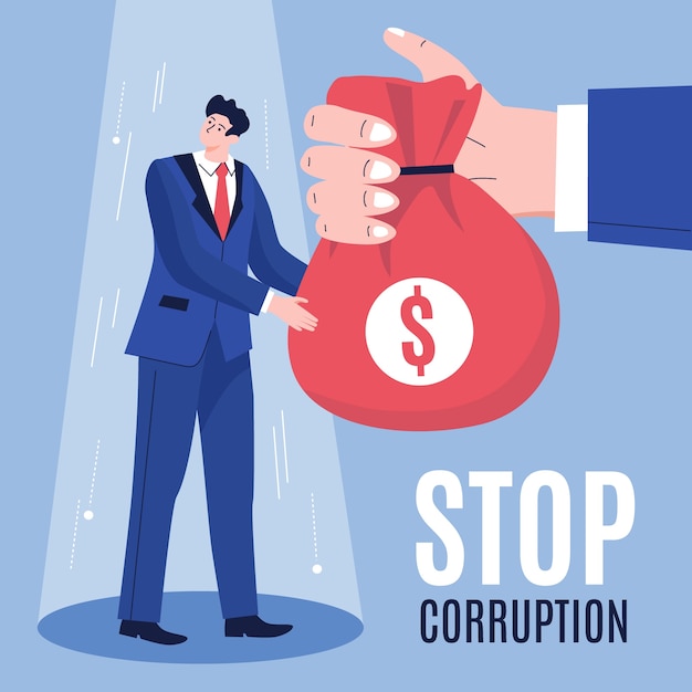 Бесплатное векторное изображение Нарисованная рукой плоская иллюстрация дня борьбы с коррупцией